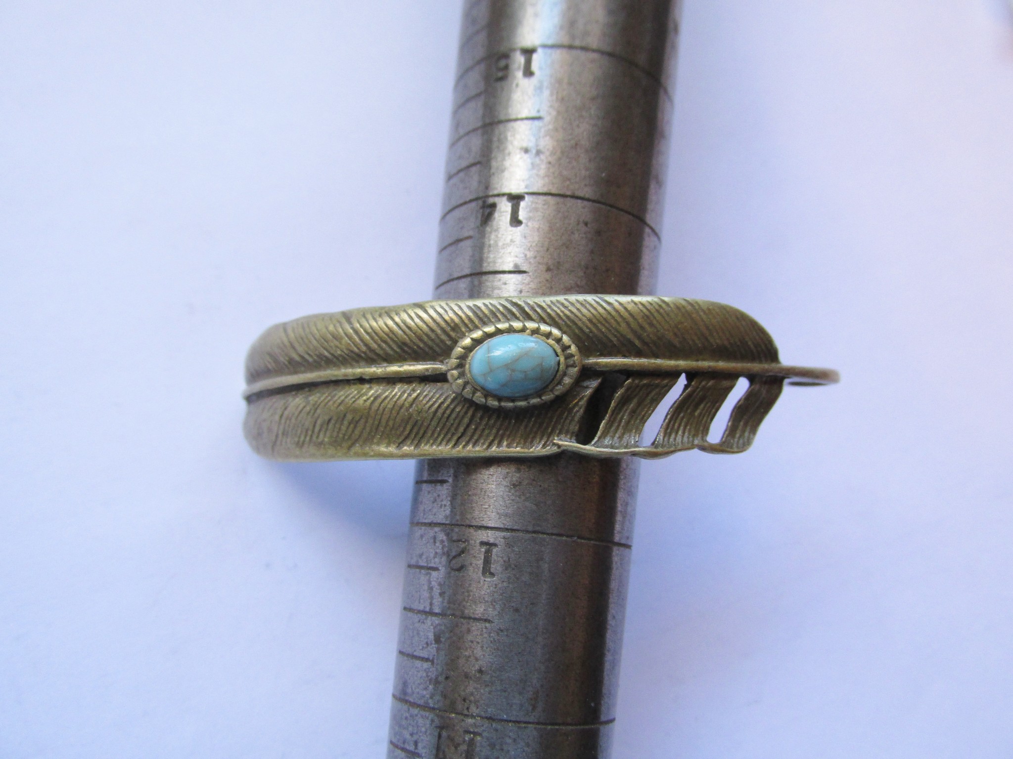 (image for) Connector - feather with stone bronze #Con29