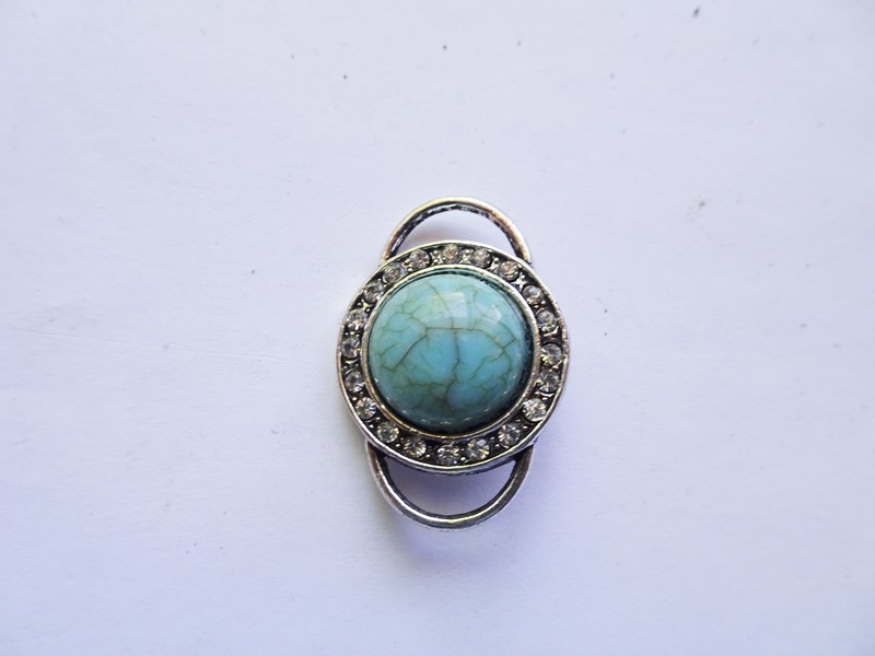 (image for) Connector - Turquoise stone with crystals #Con-78