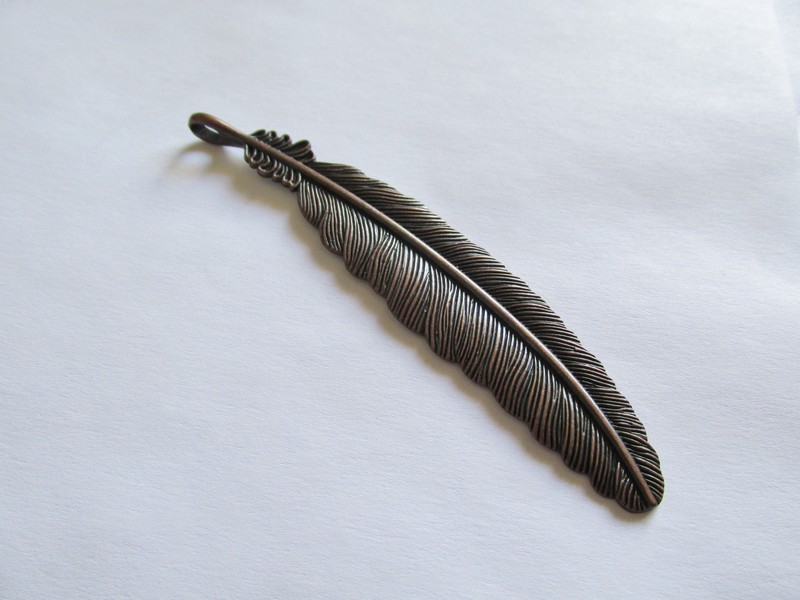 (image for) Feather pendant antique Copper #HU14-30