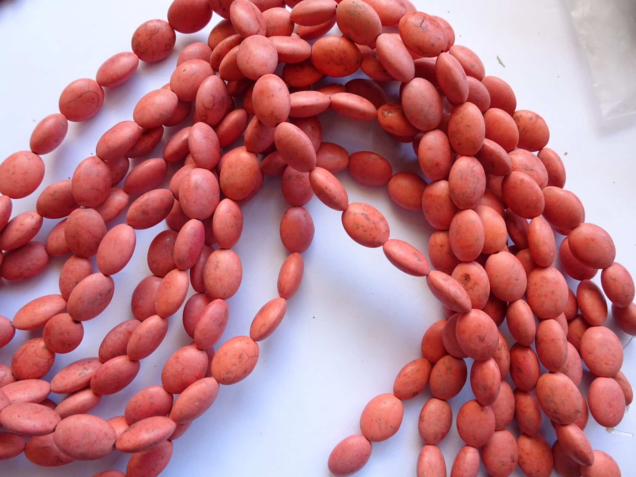 (image for) Coral oval magnesite beads 12x17mm #1495CC