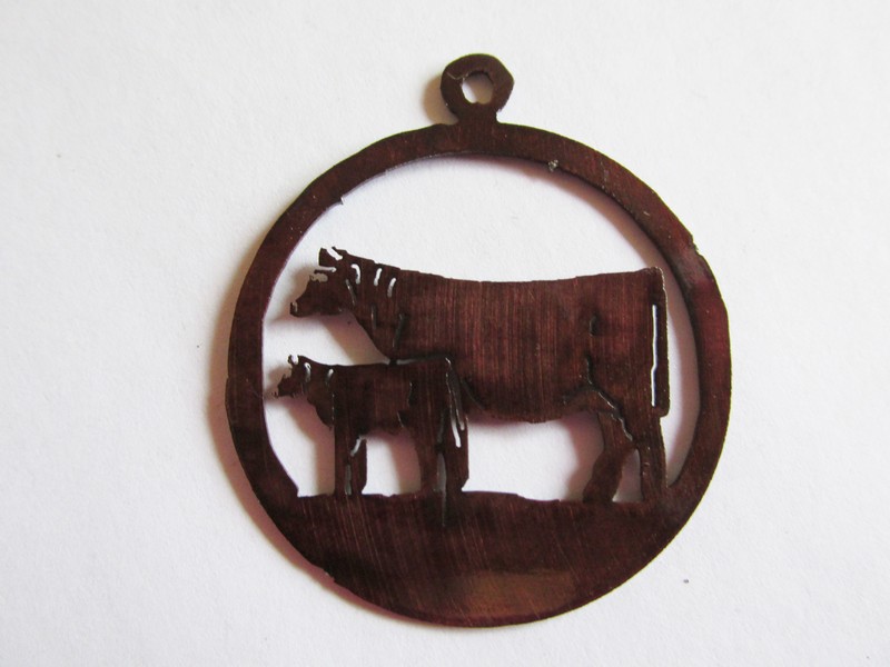 (image for) Cow and calf laser cut pendant #P22