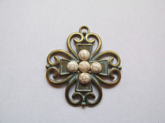 (image for) Cross pendant with stones #RM298