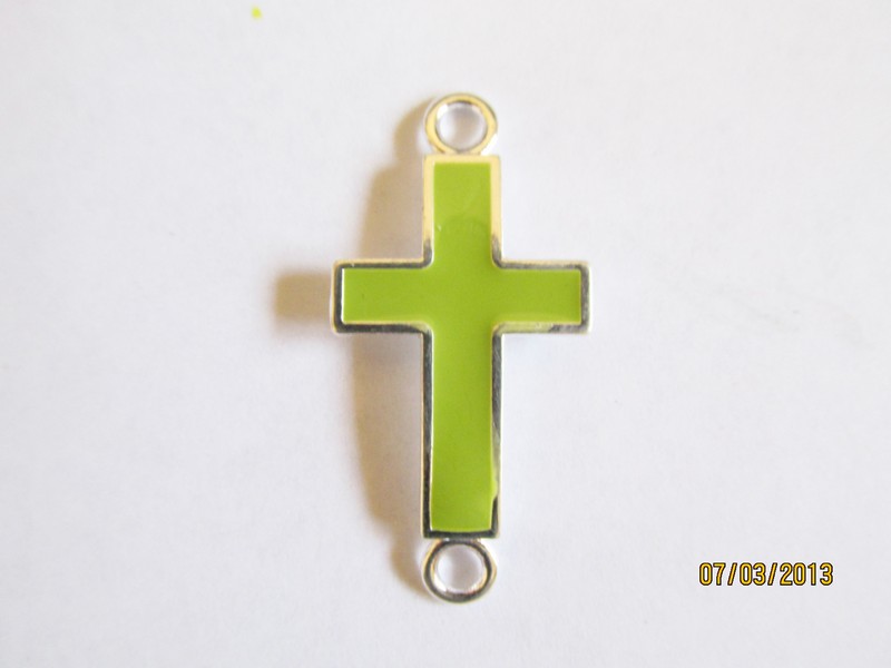 (image for) Connector - Cross green enamel #CON21