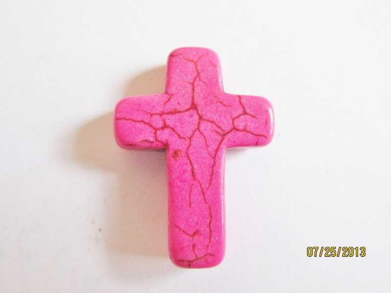 (image for) Cross pendant stone bead - Pink (1pc) #P-bead