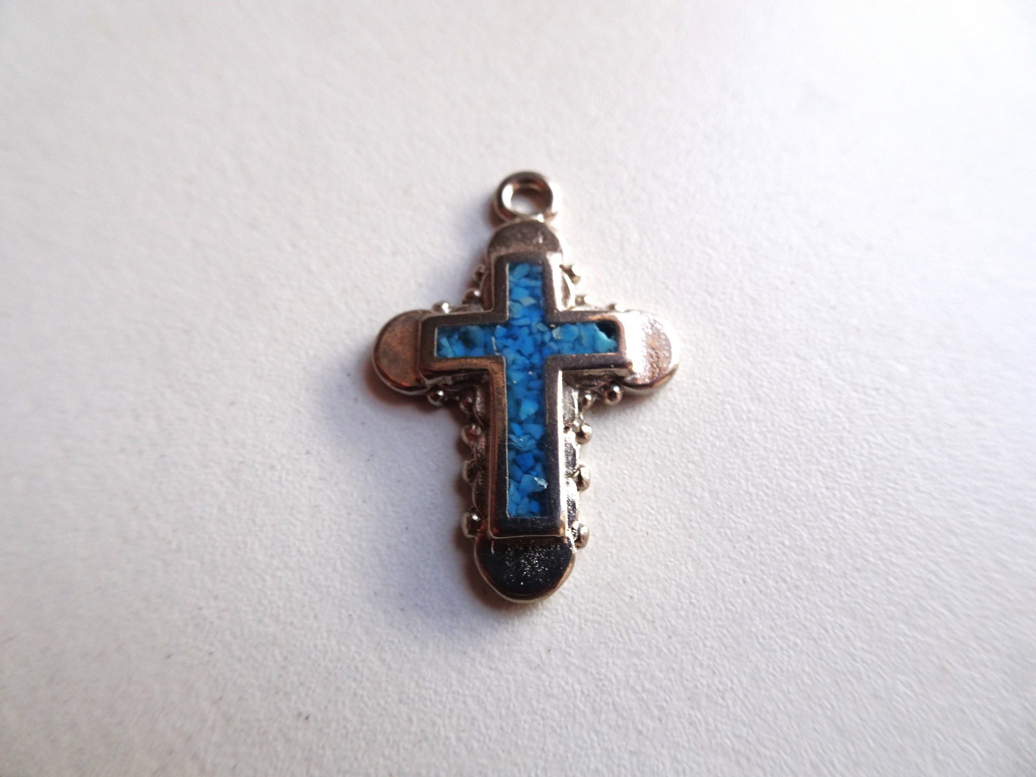 (image for) Cross silver with inlay charm #BS-ch11