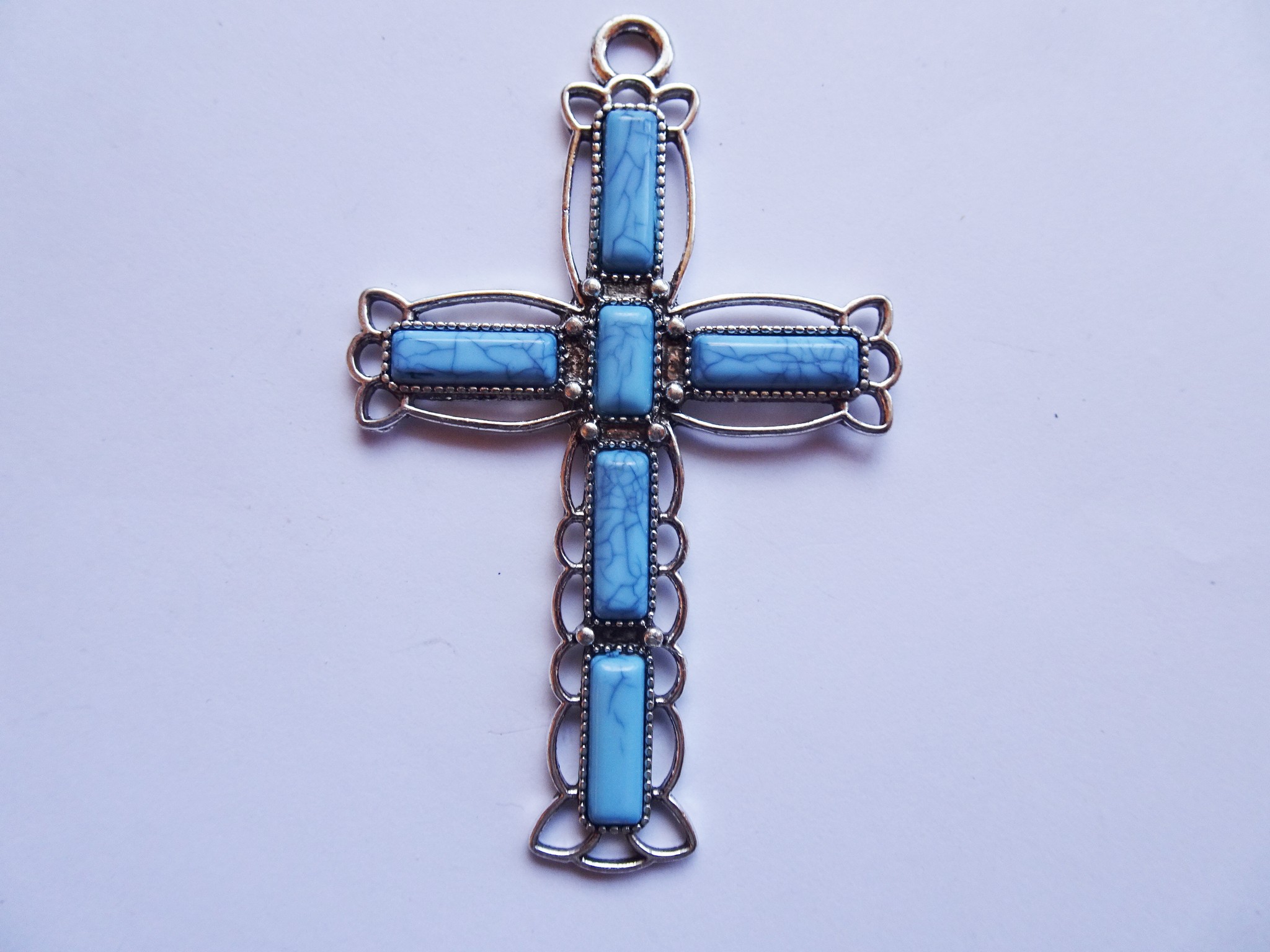 (image for) Cross antique silver with stones #MP37