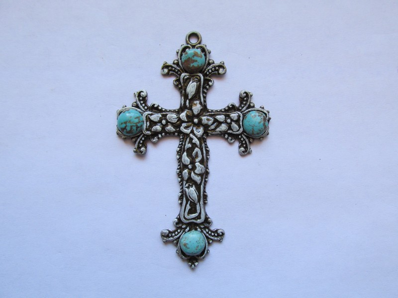 (image for) Cross Floral w/ Turquoise Cabs #MP75