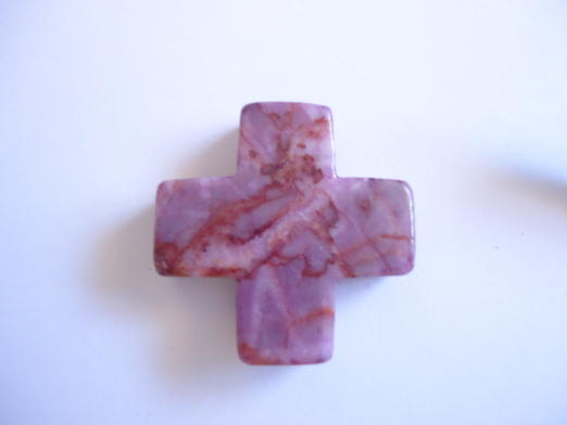 (image for) Cross pendant stone bead - Purple (1) bead #rm68-7