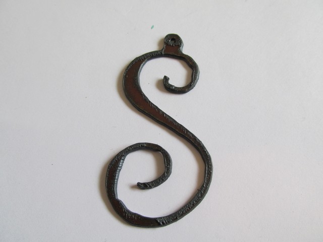 (image for) Initial Letter Curley Metal "S" 3" - Pendant #CMS-3