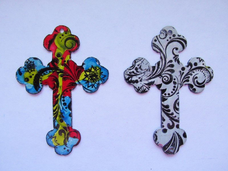(image for) Cross with Colorful Designs #WKS-3-DES