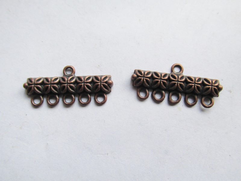 (image for) Clasp - End Bar 5 multi strand antique copper (1 Pair) #EB9