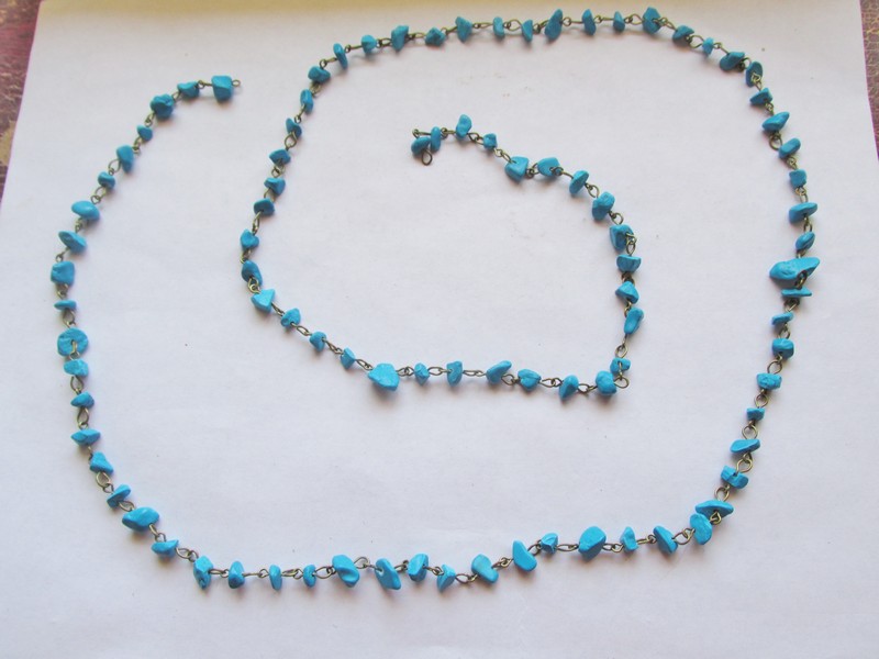 (image for) Bead Chain - Turquoise Chip - Bronze (3' 3" strand)