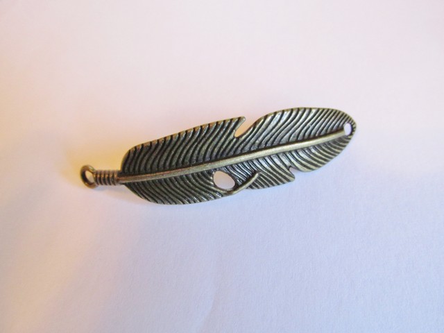 (image for) Bracelet connector - feather antique bronze #Con80