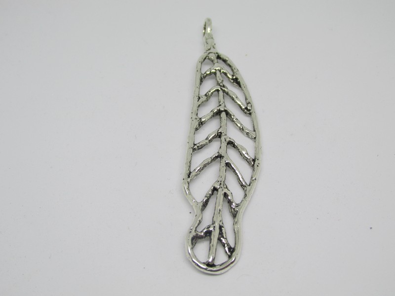 (image for) Feather antique silver pendant with bail #MP84