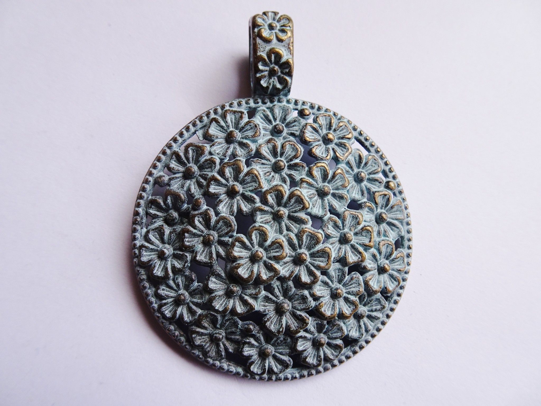(image for) Bronze patina flower pendant #RM-350
