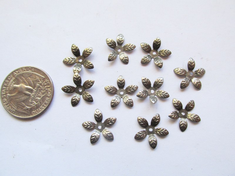 (image for) Flower antique silver glue on small (10pcs) #Misc-18