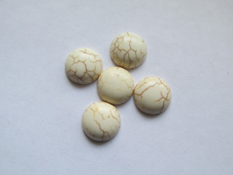 (image for) 14mm white round cabochon (bag of 5) - #ECAB-4