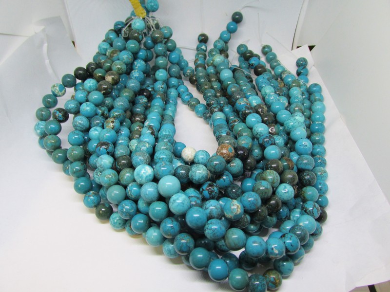 (image for) Turquoise variegated colors 10mm rounds #GG1056