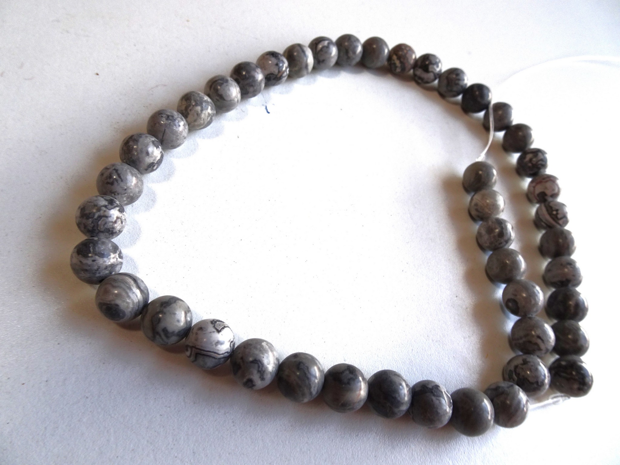 (image for) Gray marble stone beads 8mm #1424b