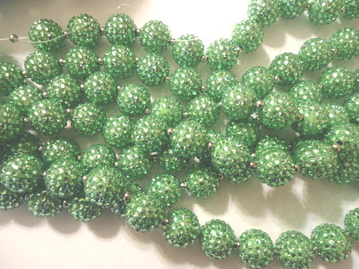 (image for) Lime green bubble beads w/crystals #TU1282