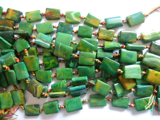 (image for) Green and gold Jasper Rectangle beads #TU1109-12