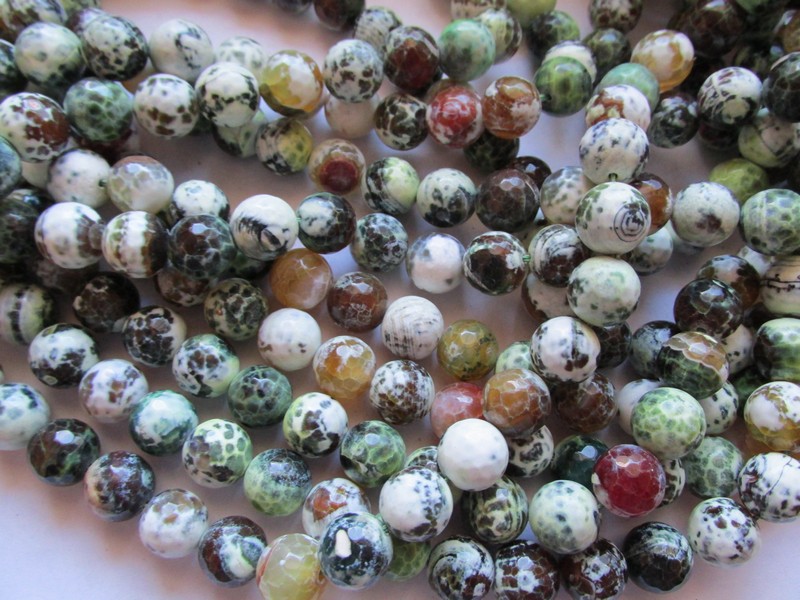 (image for) Green, white, rust Agate rounds 12mm #1285