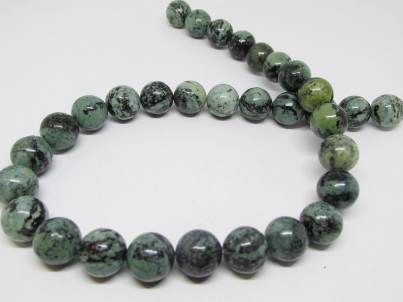 (image for) Green and Black Jasper round beads 12mm #1600-TU
