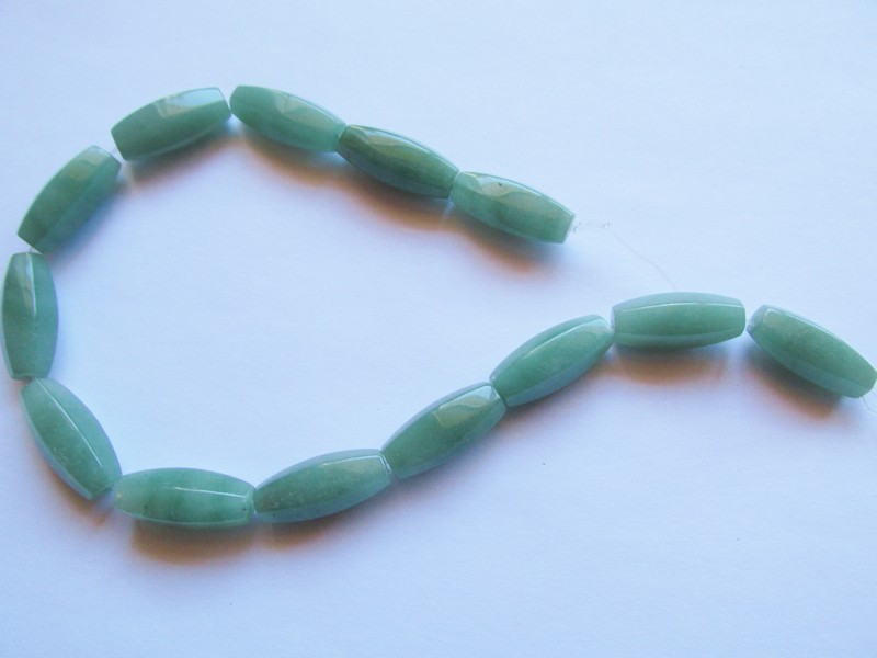(image for) Green Jade faceted Tube beads 10x24mm #1071