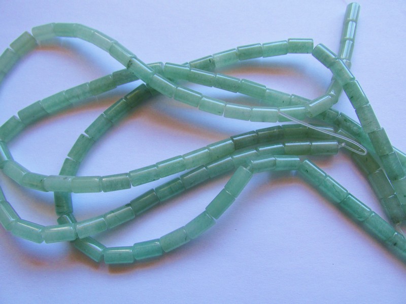 (image for) Green Jade tube beads 6x10mm #1503