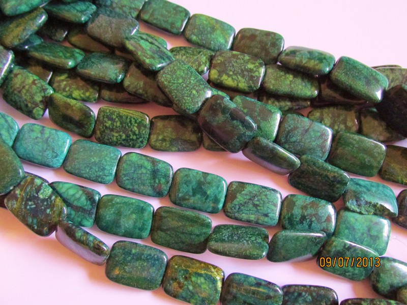 (image for) Green Jasper rectangle beads #1088T-13