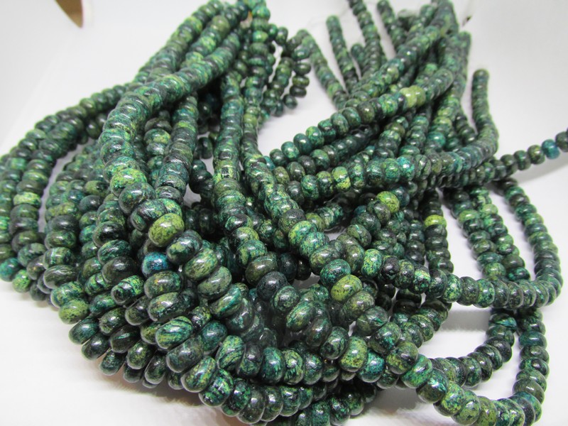 (image for) Green Jasper rondel beads 5x8mm #1095