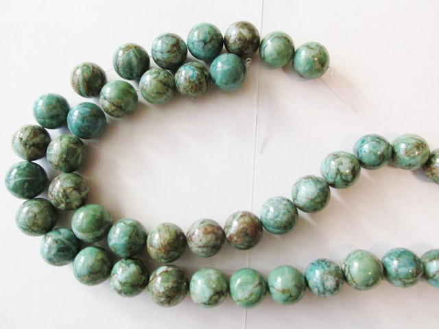(image for) green and brown Jasper round beads 14mm #1298-TU