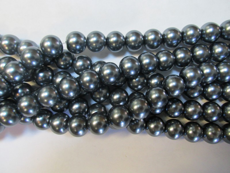 (image for) Gun Metal Glass Pearls # 1697