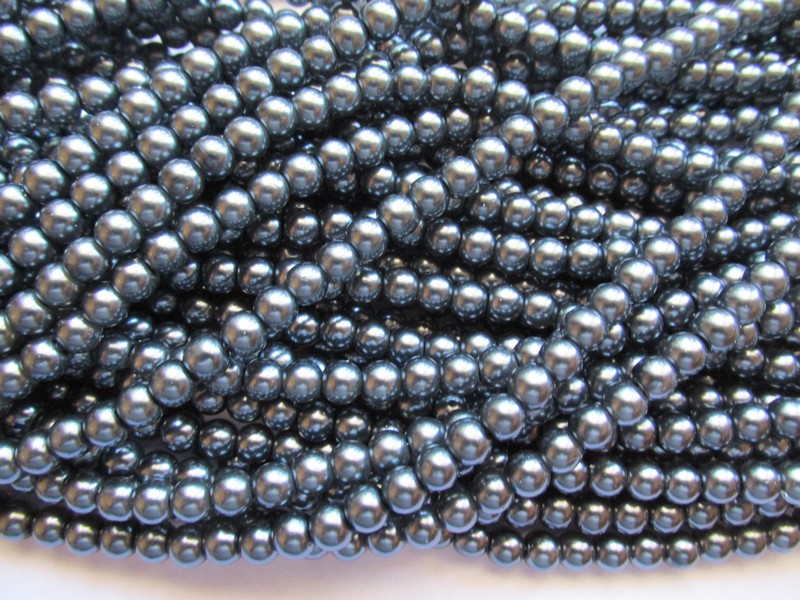 (image for) Silver gunmetal Glass pearls 6mm #1389 - Click Image to Close