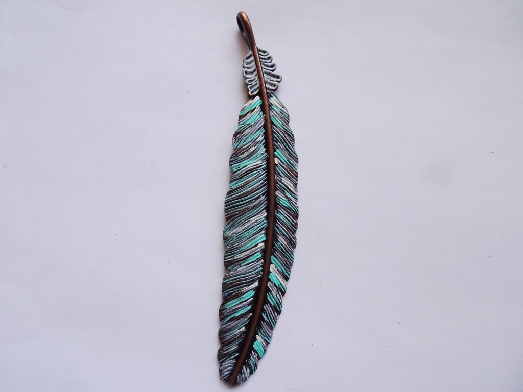 (image for) Painted feather pendant #RM-372