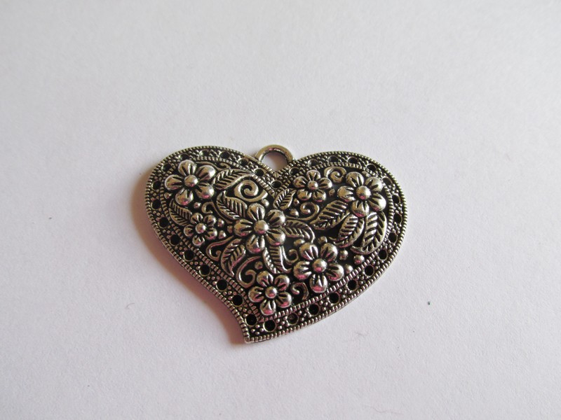 (image for) Heart antique silver pewter pendant #Bch-143