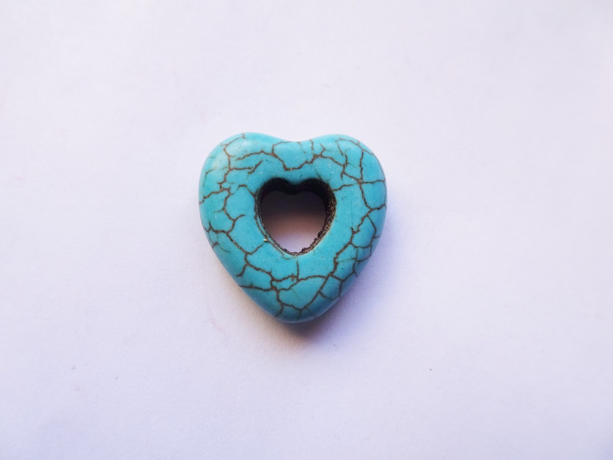 (image for) Turquoise heart pendant bead (1pcs) 25mm #CR-heart
