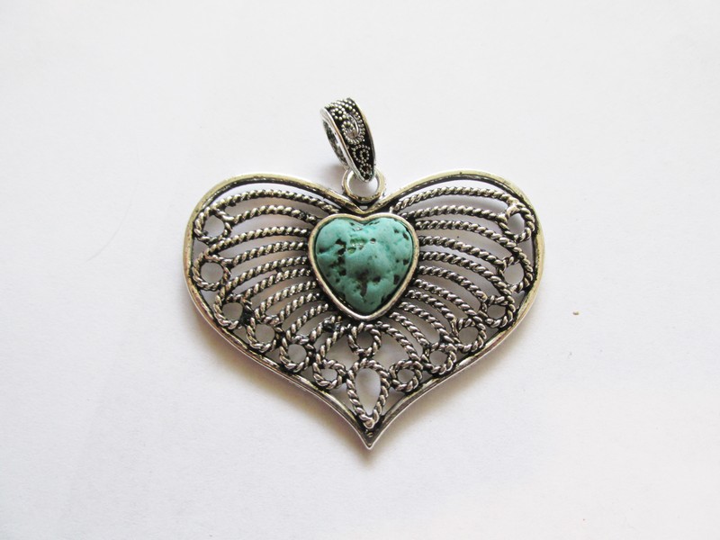 (image for) Heart pendant antique silver #MP82