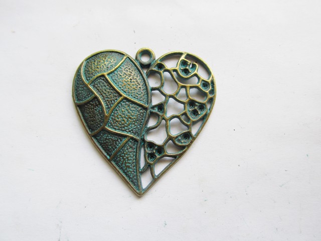 (image for) Heart turquoise patina pendant #PP86