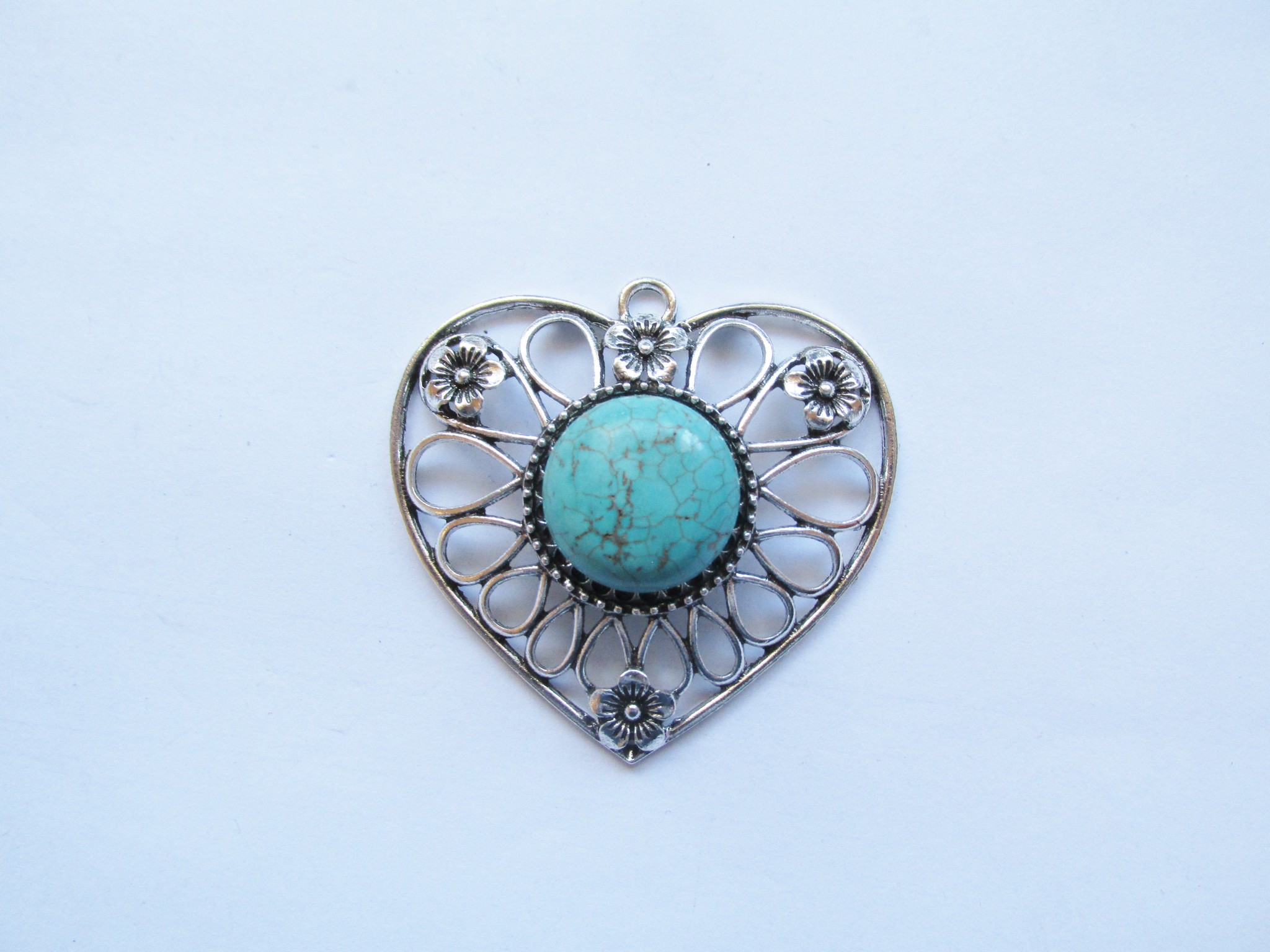 (image for) Heart pendant turquoise colored stone #RM-346