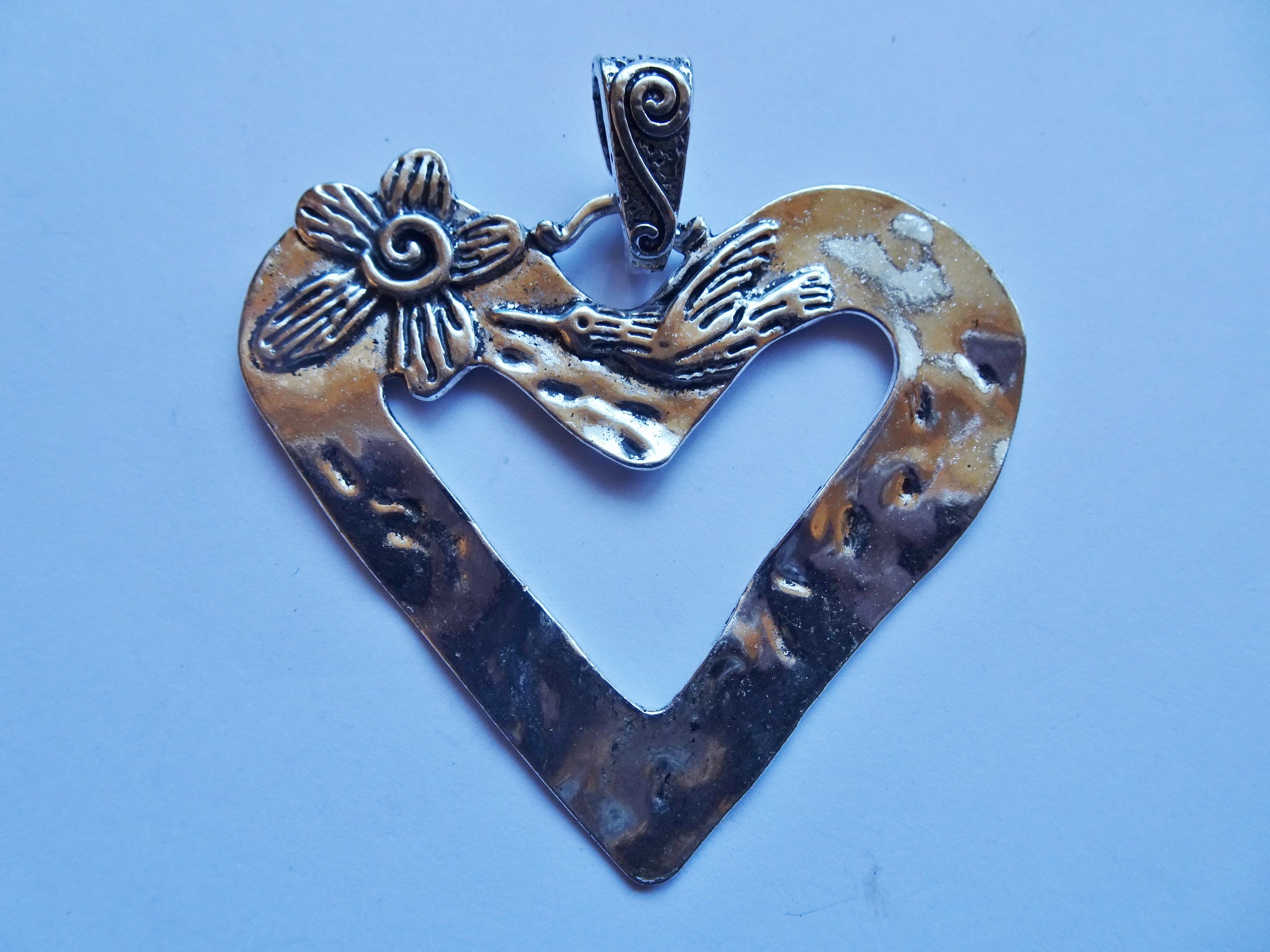(image for) heart pendant with bird #MP63