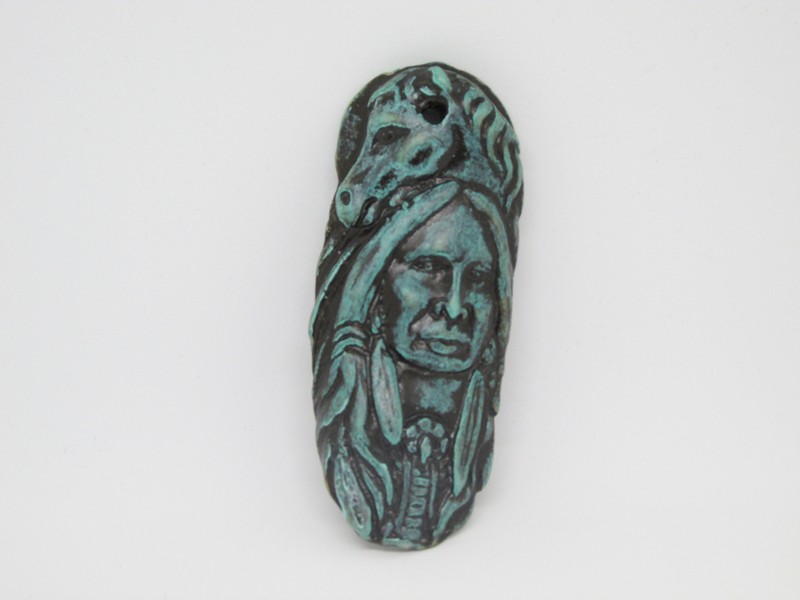 (image for) Indian with Horse Turquoise patina pendant #RM216