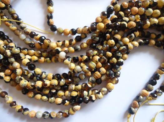 (image for) Yellow and black agate faceted rounds #TU1210-12