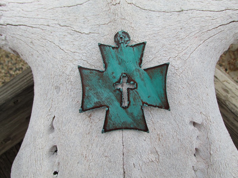 (image for) Chopper Cross with cross out #CC015.2 1/2" - Patina