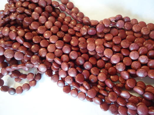 (image for) Maroon flat round beads #h1292