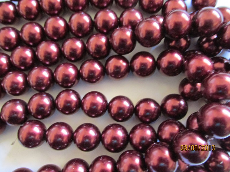 (image for) Maroon Glass pearls #1460-14mm
