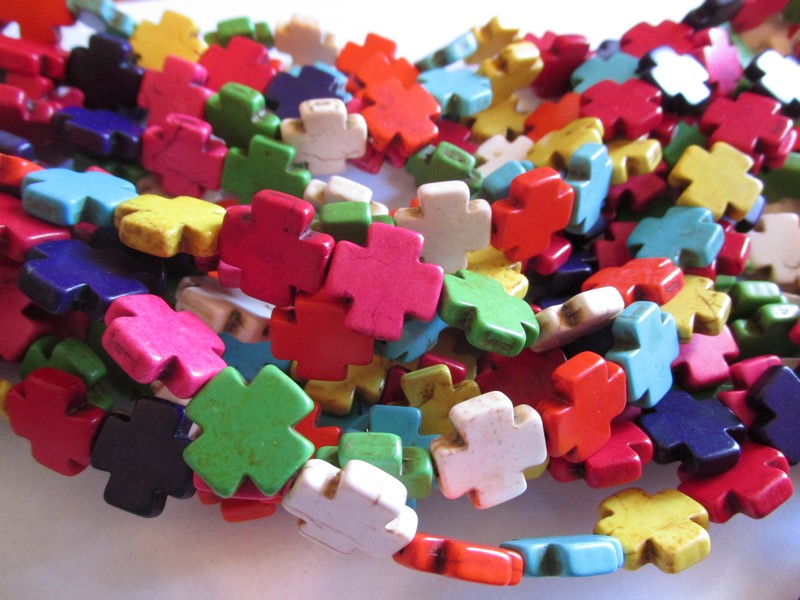 (image for) Multi colored cross beads #h1302