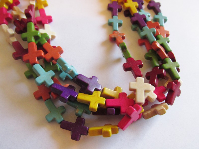 (image for) Multi colored cross beads #1440-T13