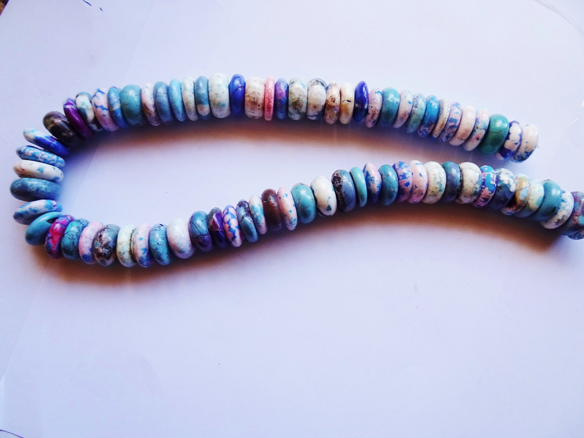 Bead chain - Multi Bright colored (Roll) silver wire 6mm