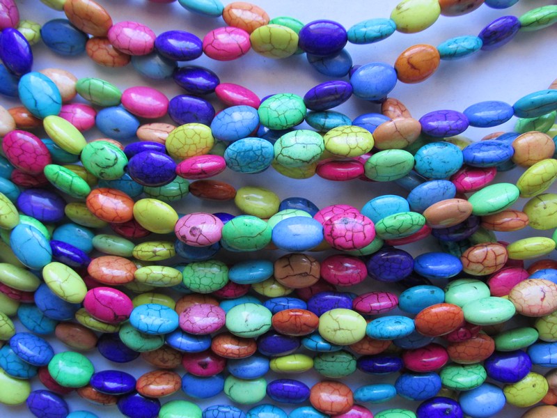 (image for) Multi colored oval beads 10x12mm #h1281